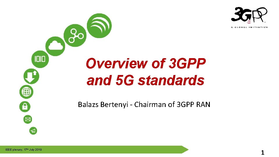 Overview of 3 GPP and 5 G standards © 3 GPP 2012 Balazs Bertenyi