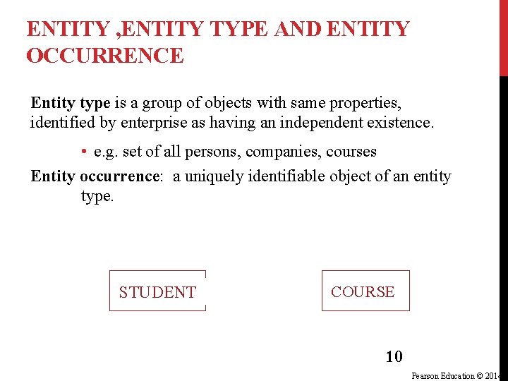 ENTITY , ENTITY TYPE AND ENTITY OCCURRENCE Entity type is a group of objects ENTITY , ENTITY TYPE AND ENTITY OCCURRENCE Entity type is a group of objects