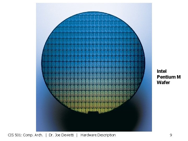 Intel Pentium M Wafer CIS 501: Comp. Arch. | Dr. Joe Devietti | Hardware