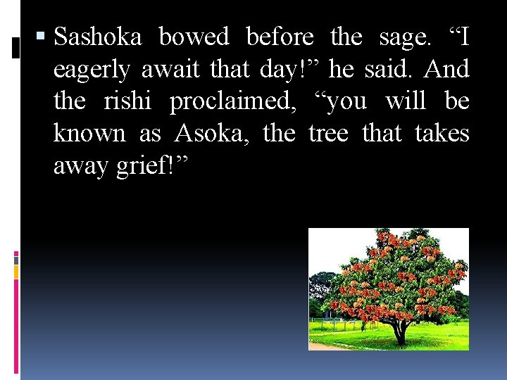  Sashoka bowed before the sage. “I eagerly await that day!” he said. And