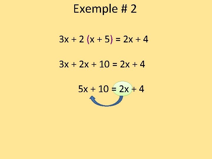 Exemple # 2 3 x + 2 (x + 5) = 2 x +