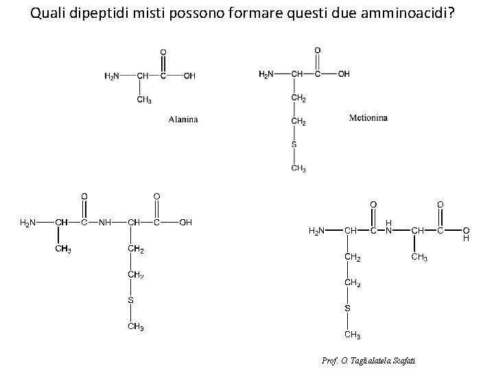 Quali dipeptidi misti possono formare questi due amminoacidi? Prof. O. Taglialatela Scafati 