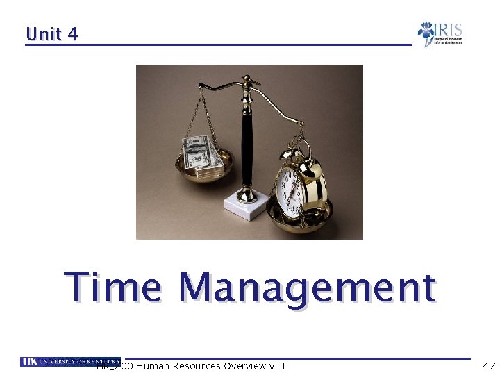 Unit 4 Time Management HR_200 Human Resources Overview v 11 47 