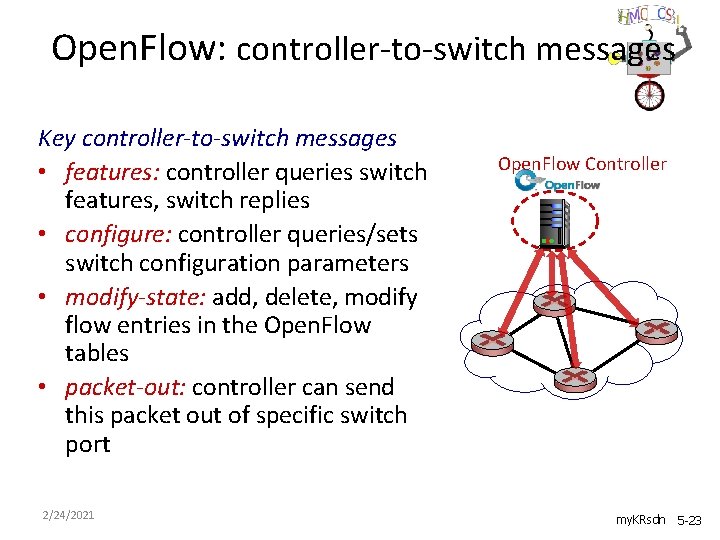 Open. Flow: controller-to-switch messages Key controller-to-switch messages • features: controller queries switch features, switch