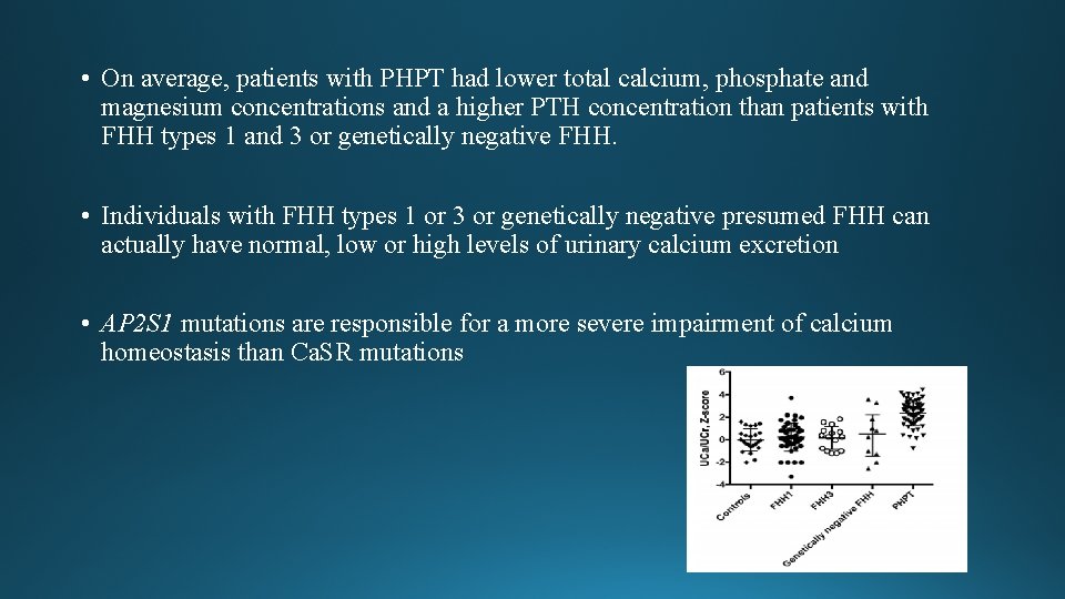 • On average, patients with PHPT had lower total calcium, phosphate and magnesium • On average, patients with PHPT had lower total calcium, phosphate and magnesium