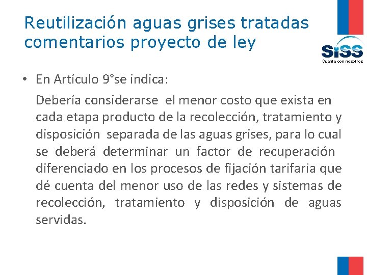 Reutilización aguas grises tratadas comentarios proyecto de ley Cuente con nosotros • En Artículo