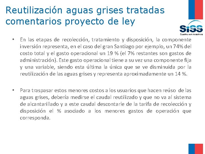 Reutilización aguas grises tratadas comentarios proyecto de ley Cuente con nosotros • En las