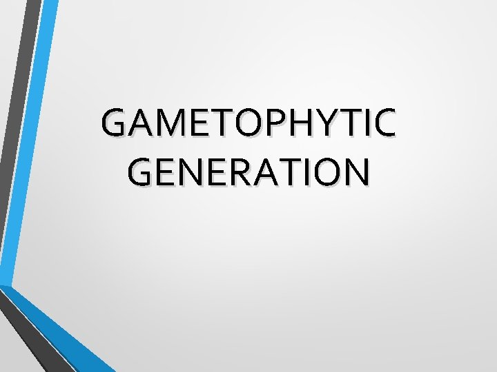 GAMETOPHYTIC GENERATION 