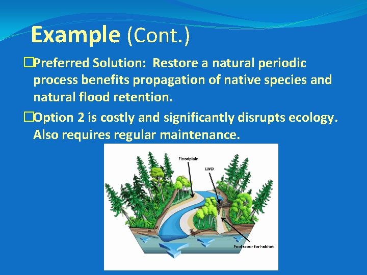 Example (Cont. ) �Preferred Solution: Restore a natural periodic process benefits propagation of native