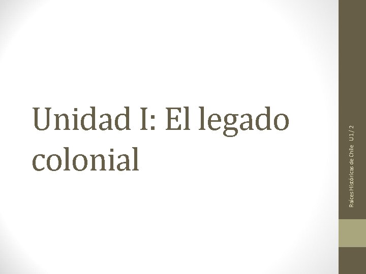 Raíces Históricas de Chile U 1/ 2 Unidad I: El legado colonial 