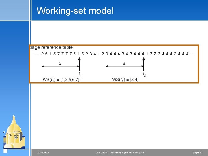 Working-set model 2/24/2021 CSE 30341: Operating Systems Principles page 21 