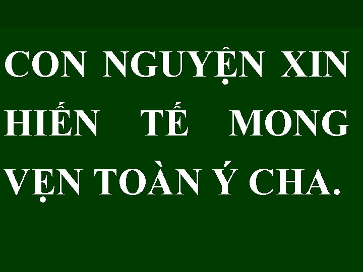 CON NGUYỆN XIN HIẾN TẾ MONG VẸN TOÀN Ý CHA. 