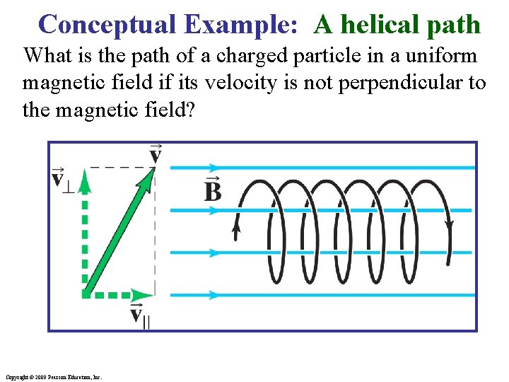 Conceptual Example: A helical path What is the path of a charged particle in