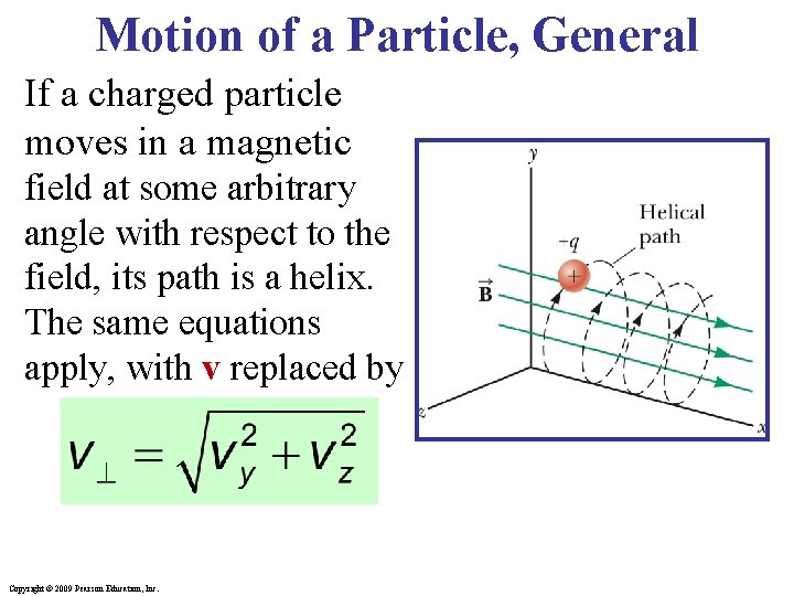 Motion of a Particle, General If a charged particle moves in a magnetic field