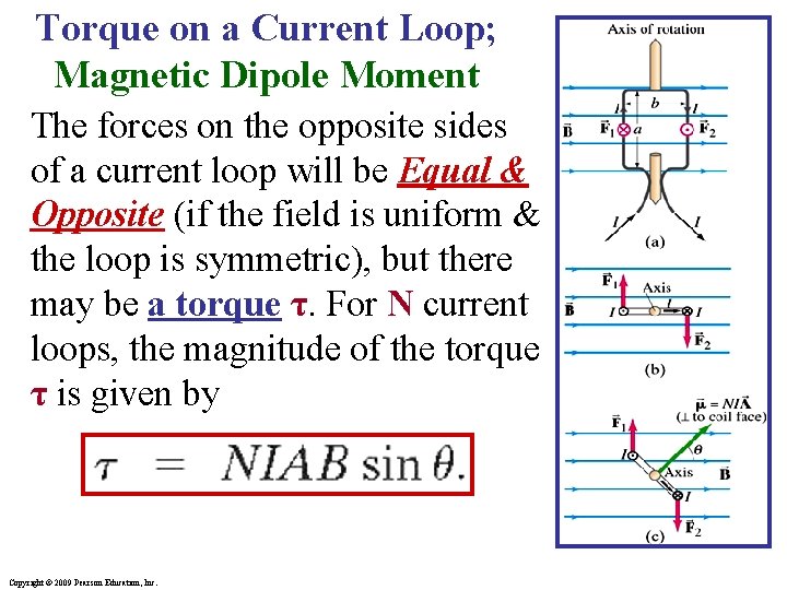 Torque on a Current Loop; Magnetic Dipole Moment The forces on the opposite sides