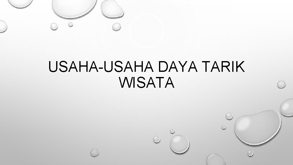 USAHA-USAHA DAYA TARIK WISATA 