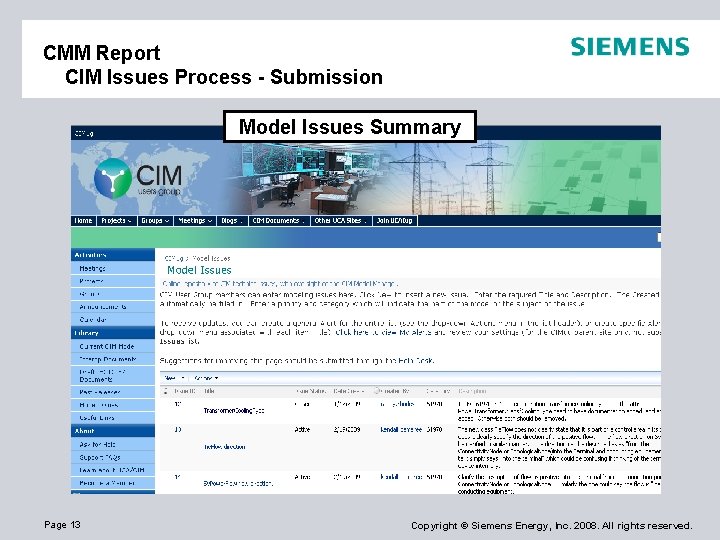 CMM Report CIM Issues Process - Submission Model Issues Summary Page 13 Copyright ©