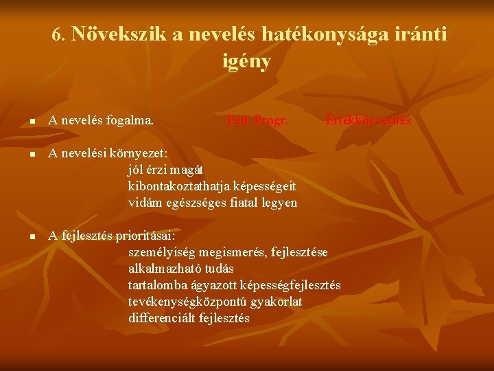 6. Növekszik a nevelés hatékonysága iránti igény n n n A nevelés fogalma. Ped. 6. Növekszik a nevelés hatékonysága iránti igény n n n A nevelés fogalma. Ped.