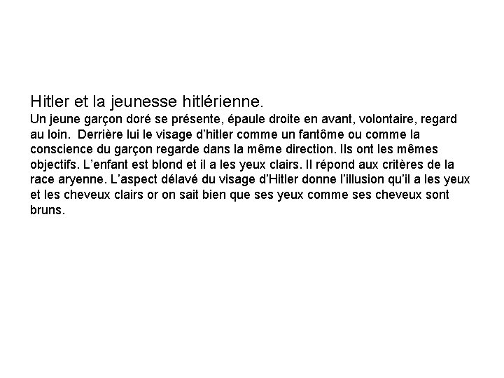 Hitler et la jeunesse hitlérienne. Un jeune garçon doré se présente, épaule droite en