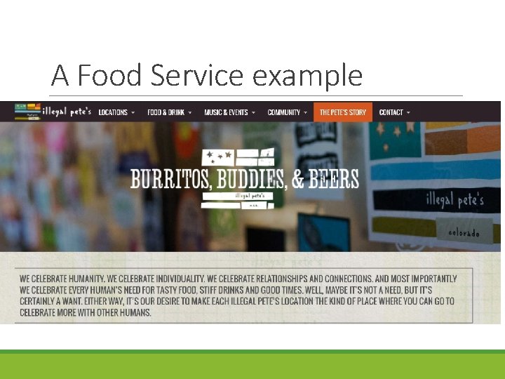 A Food Service example 