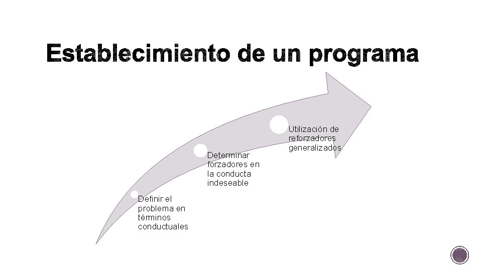 Determinar forzadores en la conducta indeseable Definir el problema en términos conductuales Utilización de