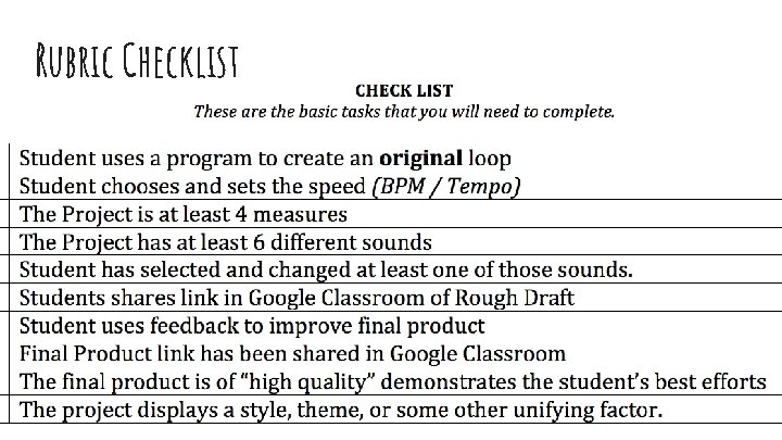 Rubric Checklist 