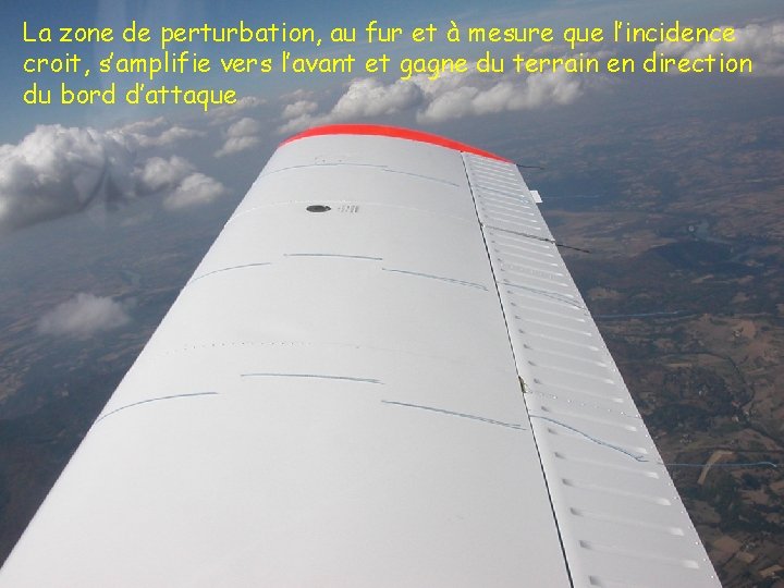 La zone de perturbation, au fur et à mesure que l’incidence croit, s’amplifie vers