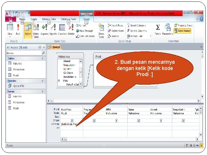 2. Buat pesan mencarinya dengan ketik [Ketik kode Prodi : ] 