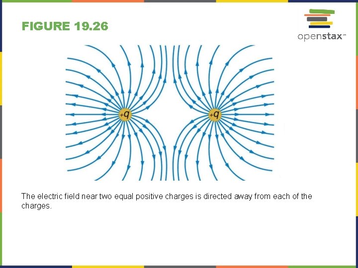 FIGURE 19. 26 The electric field near two equal positive charges is directed away