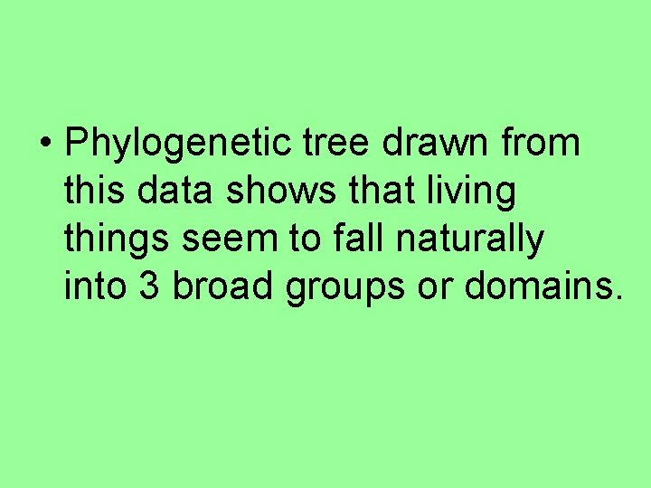  • Phylogenetic tree drawn from this data shows that living things seem to