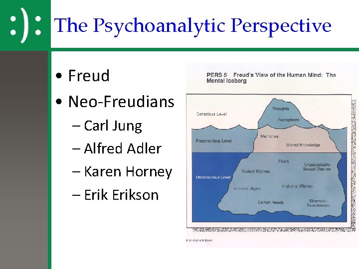 The Psychoanalytic Perspective • Freud • Neo-Freudians – Carl Jung – Alfred Adler –