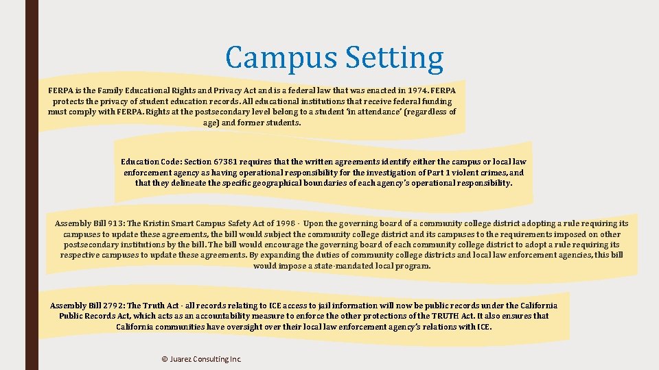 Campus Setting FERPA is the Family Educational Rights and Privacy Act and is a