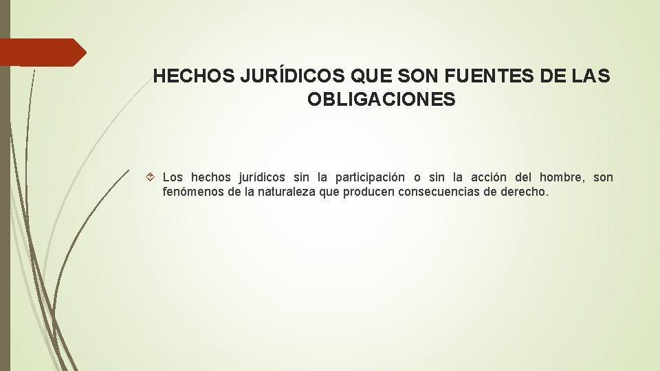 HECHOS JURÍDICOS QUE SON FUENTES DE LAS OBLIGACIONES Los hechos jurídicos sin la participación