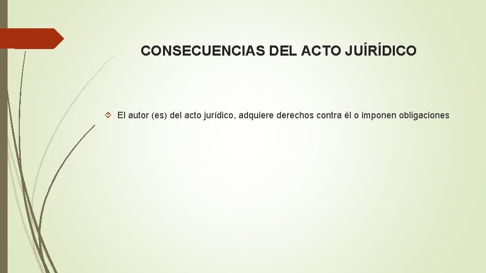 CONSECUENCIAS DEL ACTO JUÍRÍDICO El autor (es) del acto jurídico, adquiere derechos contra él