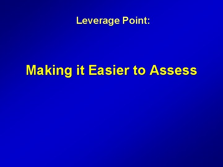 Leverage Point: Making it Easier to Assess 