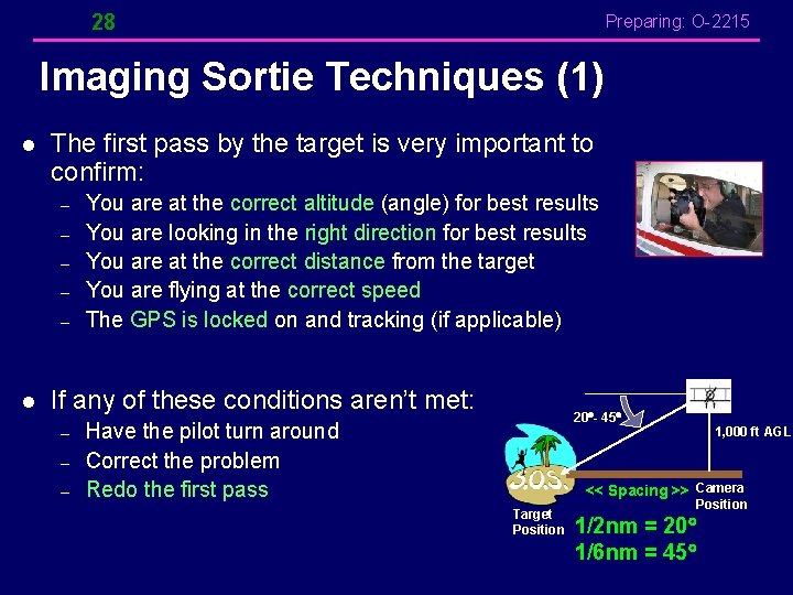 28 Preparing: O-2215 Imaging Sortie Techniques (1) l The first pass by the target 28 Preparing: O-2215 Imaging Sortie Techniques (1) l The first pass by the target