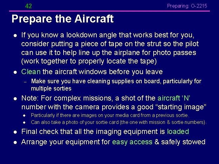 42 Preparing: O-2215 Prepare the Aircraft l l If you know a lookdown angle 42 Preparing: O-2215 Prepare the Aircraft l l If you know a lookdown angle