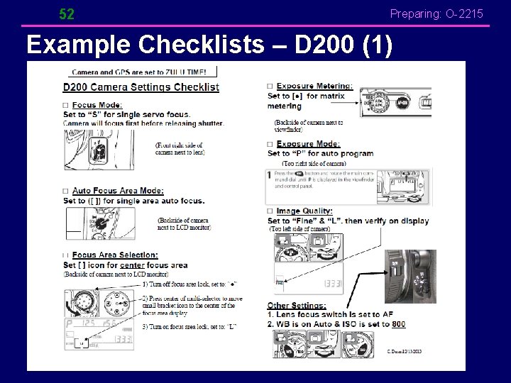 52 Preparing: O-2215 Example Checklists – D 200 (1) 52 Preparing: O-2215 Example Checklists – D 200 (1)