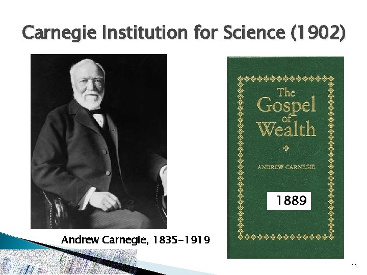 Carnegie Institution for Science (1902) 1889 Andrew Carnegie, 1835 -1919 11 