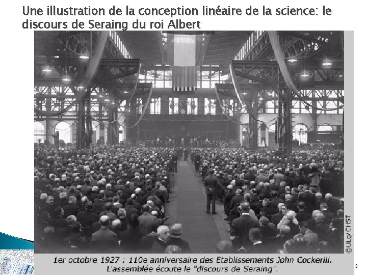 Une illustration de la conception linéaire de la science: le discours de Seraing du