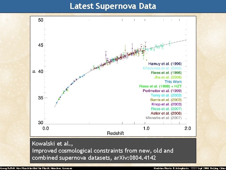 Latest Supernova Data Kowalski et al. , Improved cosmological constraints from new, old and