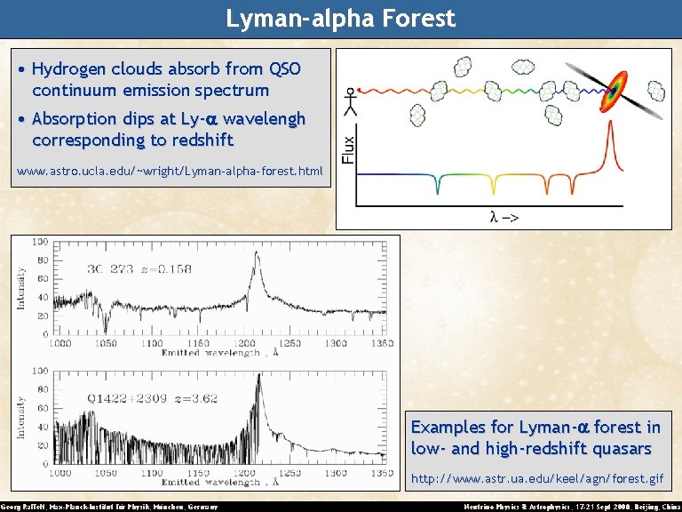 Lyman-alpha Forest • Hydrogen clouds absorb from QSO continuum emission spectrum • Absorption dips