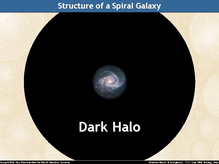 Structure of a Spiral Galaxy Dark Halo Georg Raffelt, Max-Planck-Institut für Physik, München, Germany