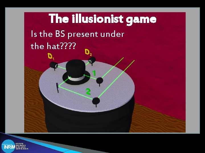 The illusionist game Is the BS present under the hat? ? ISTITUTO NAZIONALE DI