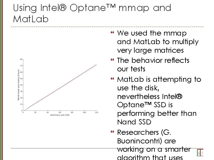 Using Intel® Optane™ mmap and Mat. Lab We used the mmap and Mat. Lab