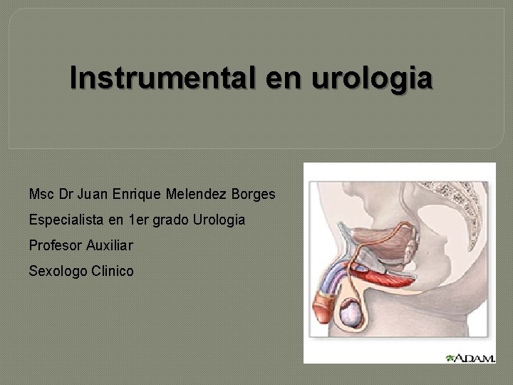 Instrumental en urologia Msc Dr Juan Enrique Melendez Borges Especialista en 1 er grado