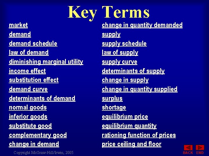 Key Terms market demand schedule law of demand diminishing marginal utility income effect substitution Key Terms market demand schedule law of demand diminishing marginal utility income effect substitution