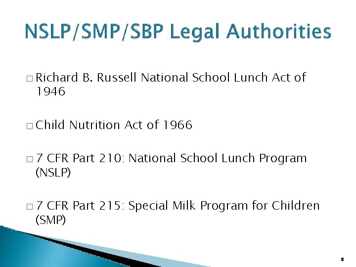 � Richard 1946 � Child B. Russell National School Lunch Act of Nutrition Act