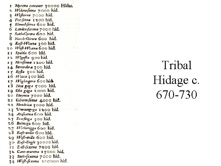 Tribal Hidage c. 670 -730 