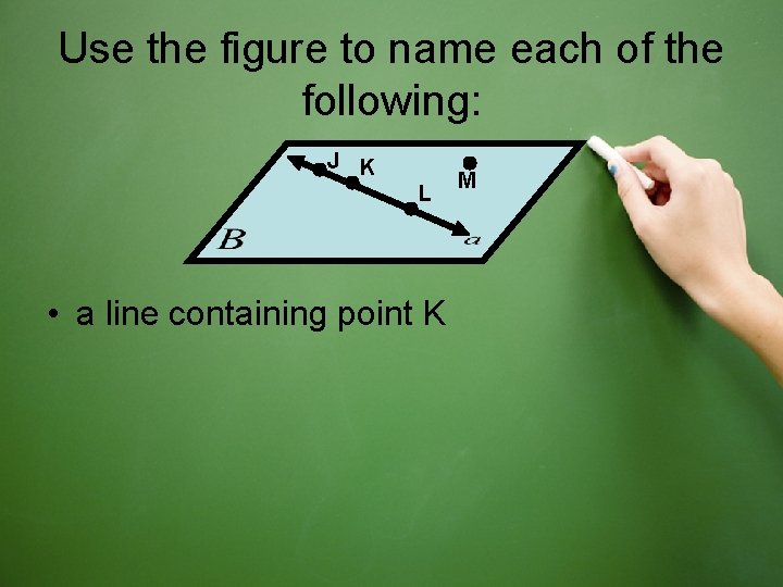 Use the figure to name each of the following: J K L • a